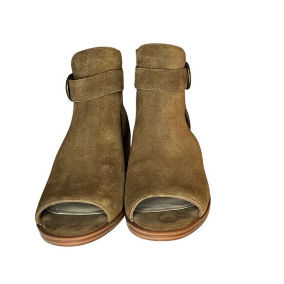 Sole Society  Suede Peep Toe Bootie Caramel 5.5 36 - Picture 2 of 5